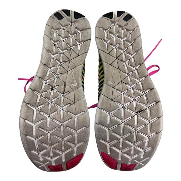 Nike Free RN Flyknit GS Running Shoe Pink Blast/Volt 834363-600 Sz 6.5Y Women 8 - Picture 8 of 9